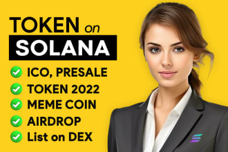 I will create cryptocurrency solana token meme coin tron sui listing presale airdrop