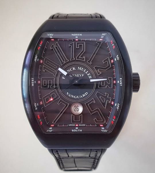 Franck Muller Vanguard V45 SC DT TT NR BR TT Black Titanium 44mm Complete Set Box Papers - Watches For Cryptocurrency